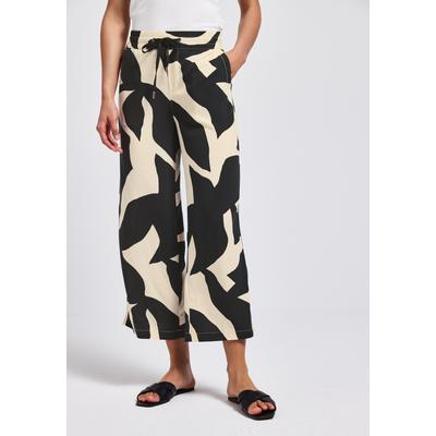 Stoffhose STREET ONE "Style Emee", Damen, Gr. 40, Länge 26, grau (whale tail grau), Web, Obermaterial: 100% Viskose, bedruckt, casual, 7/8-Länge, Hosen, mit elastischem Bund und Tunnelzug, mit grafischem Muster Image