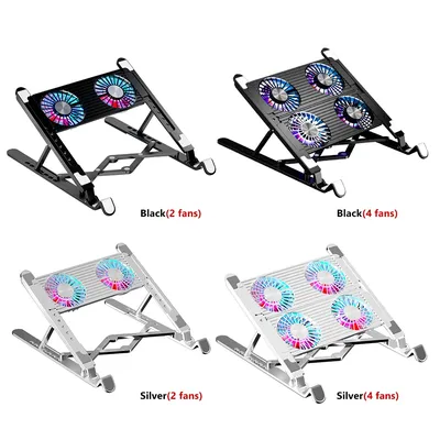 Laptop Cooling Pad with 2/4 Fans Foldable Gaming Laptop Cooler Fan RGB Silent Portable Laptop Holder for 11-17.3 Inch Notebook