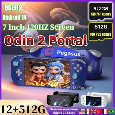 AYN Odin 2 Portal Handheld-Spielekonsole 7 Zoll 120 Hz Bildschirm Android13 8000 mAh 8Gen2 Open Image