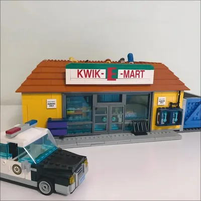 2523 Stück, Cartoon-Simpsons-Bausteine, Straßenansicht, Villa, Garagenmodell, Gebäude, Ziegel, Image