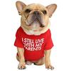 Hunde-T-Shirt mit der Aufschrift: I Still Live with My Parents (Rot, L)