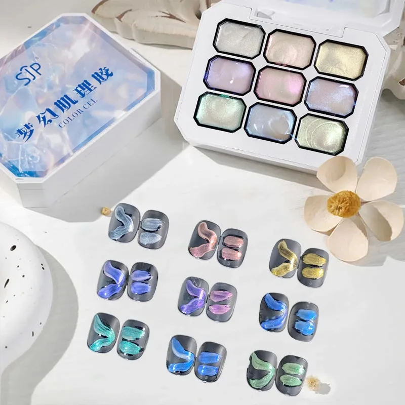 Neue DIY 9-farbe Neue Beliebte Farbe Klopfen Gel Farbverlauf Semi Permanent UV & LED Gel Nail art kreation Salon Image