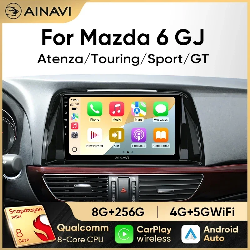 Ainavi Autoradio für Mazda 6 GJ Atenza Touring Sport GT Wireless Carplay Android Auto Stereo Multimedia Player WiFi 4G 2 Din Image