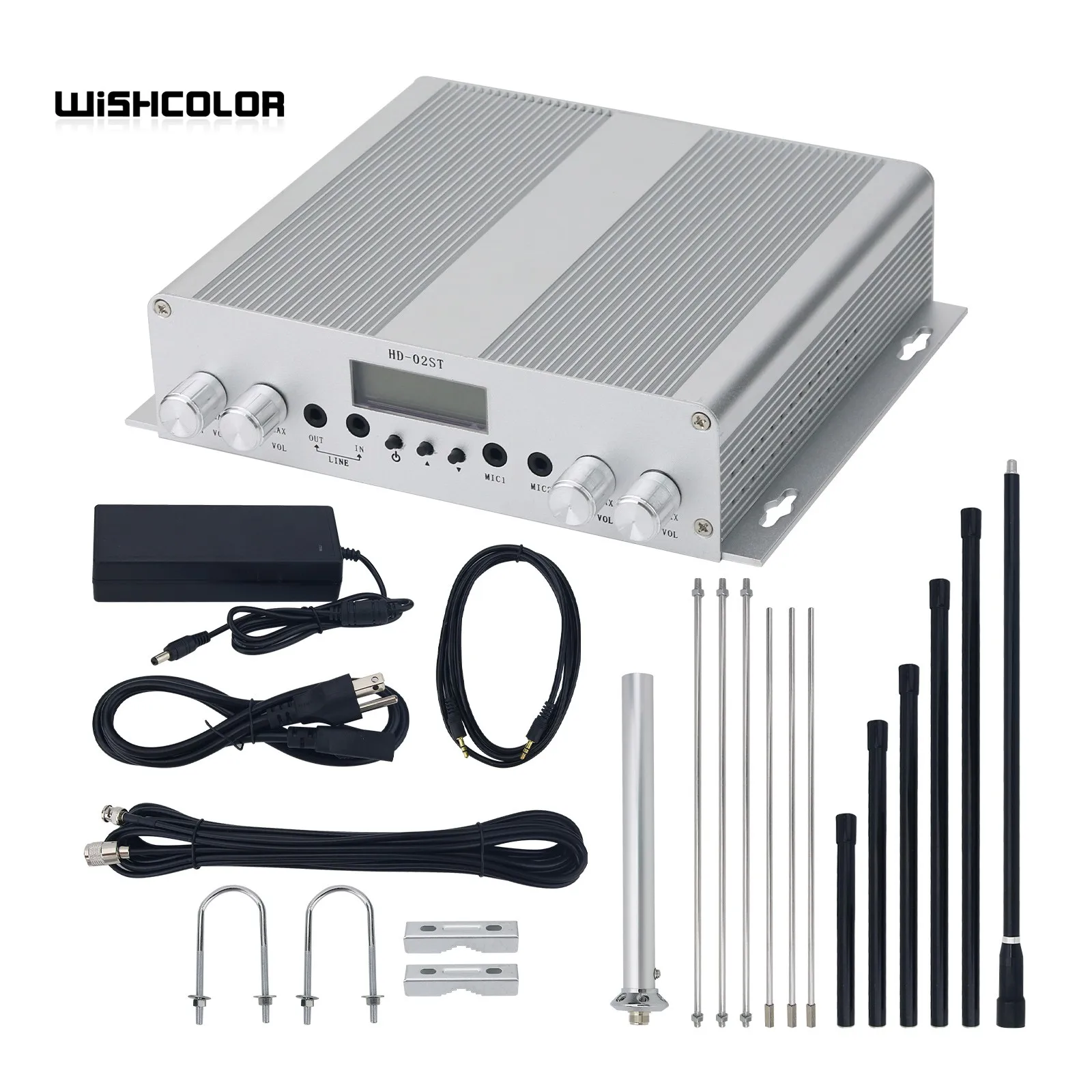 Wishcolor 25 W professioneller FM-Transmitter Stereo PLL Broadcast Radiosender mit DC-Netzteil Image