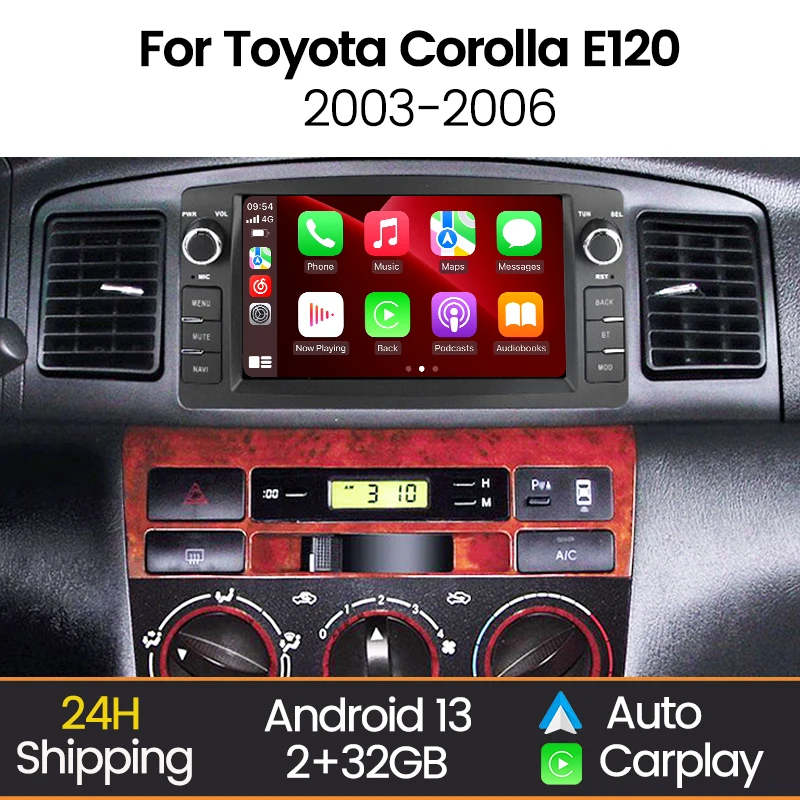 7'' Auto Radio Android Auto Für Toyota Corolla E120 2003-2006 BYD F3 Carplay Multimedia Player Autoaudio kopf Einheit Navigation GPS Image