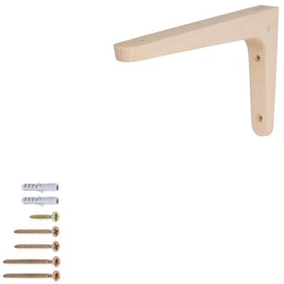 Ms Beschläge - Holzkonsole 200mm x 125mm Montagewinkel Buche Regalträger Wandkonsole Hartholz Image