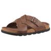 Pantolette RIEKER, Herren, Gr. 47, braun (dunkelbraun), Nubukleder, unifarben, sportlich, Schuhe, Sommerschuh, Strandschuh, Hausschuh mit bequemem Fußbett