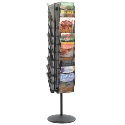 Safco Onyx 30-Pocket Mesh Rotating Literature Display, 65"h X 16"d, Black