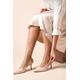 Dorothy Perkins Womens Billie Faux Patent Leather Pointed Slingback High Stiletto Heel Court Shoes - Beige - Size UK 6