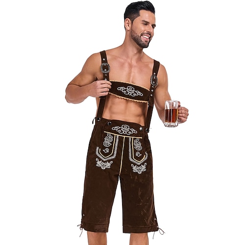 Oktoberfest Bestickt Lederhosen Bayerisch Deutsch München Wiesn Herren Party Bier Festival Stoff im traditionellen Stil Image