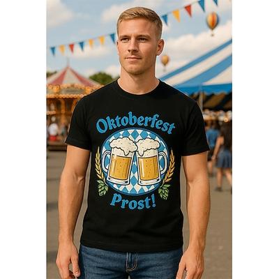Oktoberfest Bier T-Shirt Bayerisch München Deutsch Grafik Für Herren Erwachsene Oktoberfestbier Heißprägen Festival Image