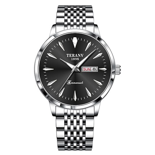 Herren Business Quarz Uhr – Ultra-Dünn Doppelkalender Leuchtendes Zifferblatt IPX7 Wasserdicht Elegantes Edelstahlband Stilvolles Geschenk für Fachleute Image