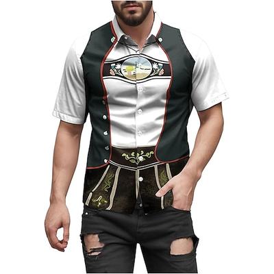 Oktoberfest Lederhosen-Print Bluse / Hemd Bayerisch München Deutsch Grafik Für Herren Erwachsene Oktoberfestbier 3D-Druck Festival Image