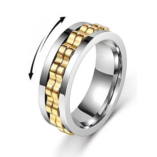 Drehbarer Zappelring aus Edelstahl für Herren – Farboptionen in Schwarz, Silber und Gold mit Kettendesign zum Stressabbau und für stilvolles Tragen im Alltag, perfektes Vatertagsgeschenk Image