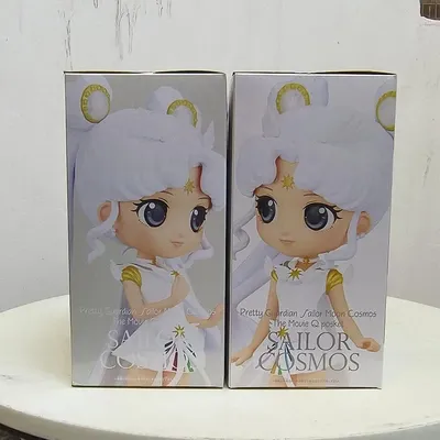 Original Bandai Sailor Moon Figure Q Posket Tsukino Usagi Cosmos Princess Ver Collection Pvc Model