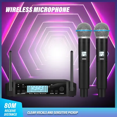GLXD4 Professional Wireless Dual handheld Microphone Audio Equipment System Anti-Interference for