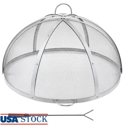 40 Inch Stainless Steel Fire Pit Cover Spark Screen Lid Durable Rust Resistant Outdoor Fire Bowl