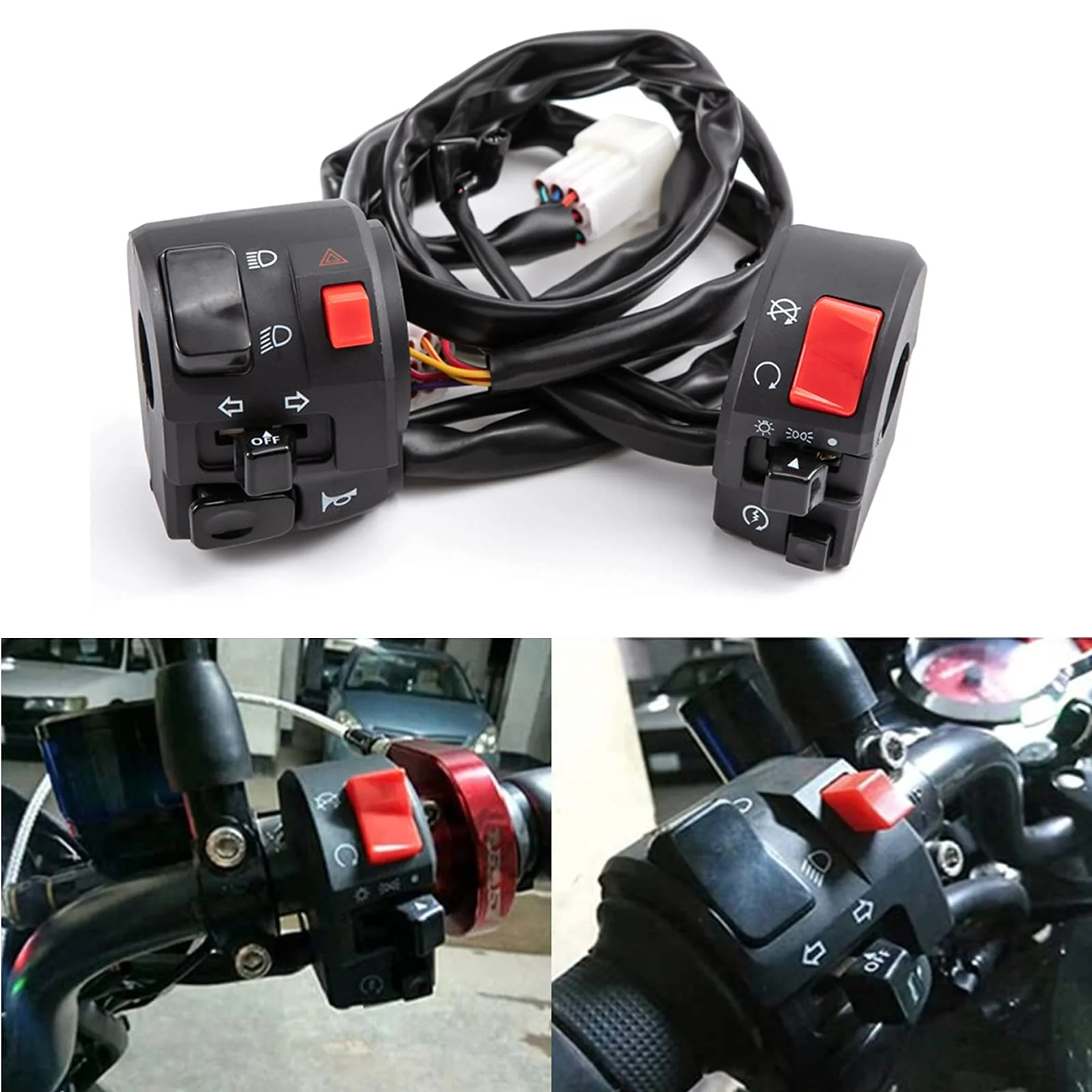 Interruttori per moto da 22 mm Pulsante clacson per moto Indicatore di direzione Interruttore del controller del manubrio di avvio della luce fendinebbia elettrico