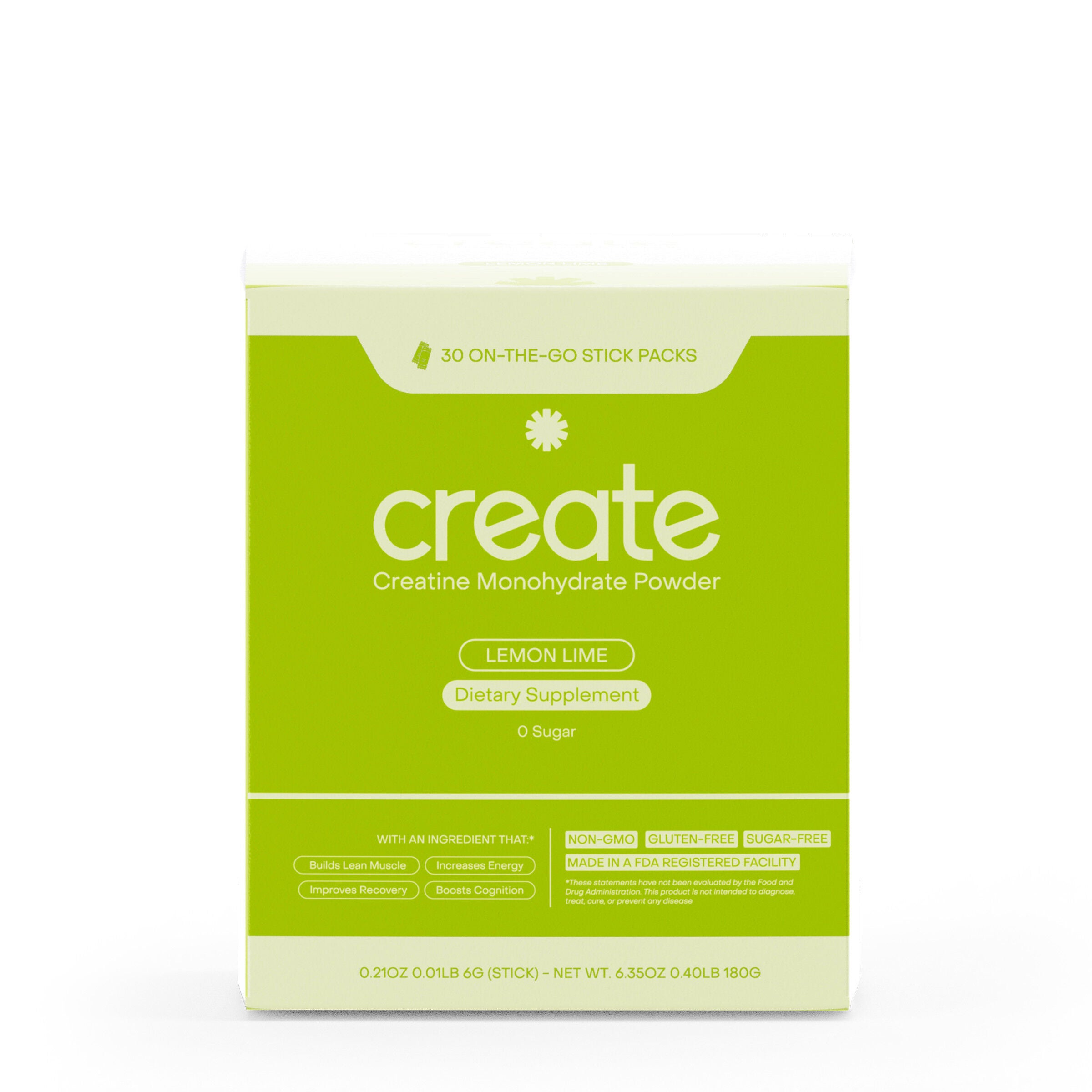 Creatine Monohydrate On-The-Go Stick Packs Vegan - Lemon Lime (30 Packs)
