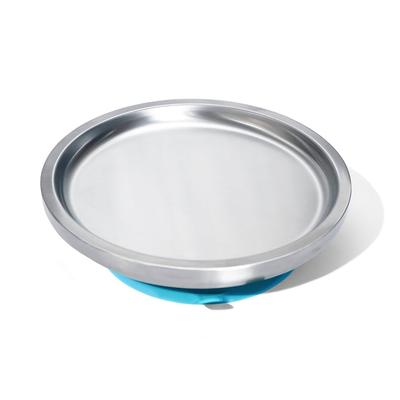 Baby Round Open Plate Stainless Steel and Silicone