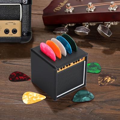 TEMU Guitar Pick Holder, Guitar Speaker Model Pick Holder With 5 Random Colored Picks Included Set, Portable And Popular Guitar Pick Rack, Suitable For Guitarists Use As Gift