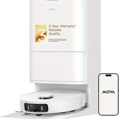 TEMU Mova S20 Ultra Robot Vacuum And Mop Combo With Dual Roller Brush, 8300pa Suction, 140f Hot Water Mop Self-washing & Drying, Mop For Carpet, Self-empty, Self-, Voice & App Control Image