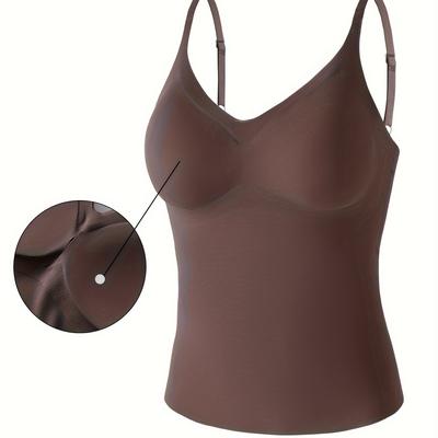 TEMU Seamless Women's Cami Top With Built-in Bra - Comfortable, Lingerie In Elegant Color Image