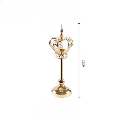 TEMU Elegant European Crown Candlesticks - Handcrafted Iron With Crystal Accents, Ideal For Weddings & Home Decor, Wedding Decor | Crystal Accented Candlestick | Durable Metal Candlestick Image