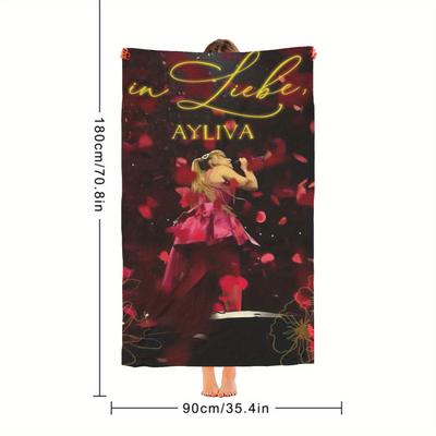 TEMU Zlienszus Tour In Liebe Beach Towel - Quick-dry Sand-free Polyester Blend, Vibrant Printed Design With Stage & Rose Petals, Contemporary Bath & Pool Towel For Spa, Yoga, Gym, Travel Image
