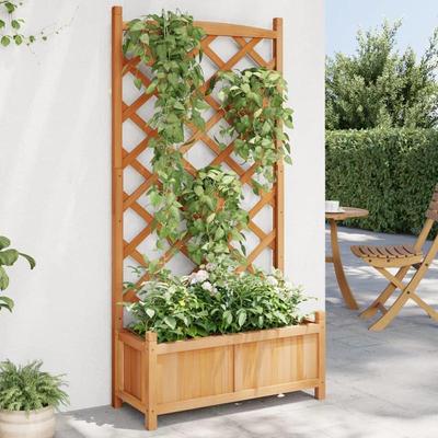 TEMU Brown Solid Wood Planter With Flower Rack – Stylish And Functional Decorative Image