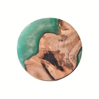 TEMU Green Resin Tea Coaster, Epoxy Round Insulation Mat Image