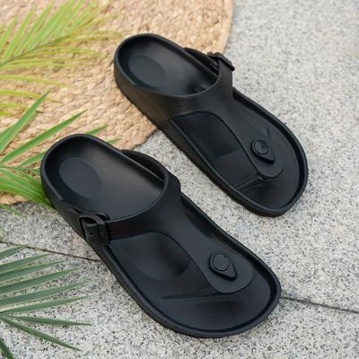 TEMU Men's And Women's Unisex Herringbone Slides Summer Comfortable Soft Sole Open Toe Flat Bottom Home Shower Slippers Large Size Couple Outdoor Street Fashion Casual Slip-on Sliders Use Image