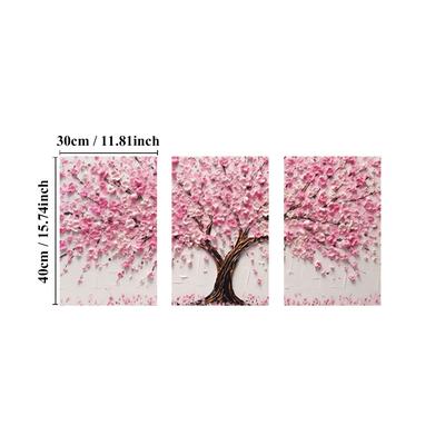 TEMU 3pcs Wall Art Prints Pictures, Flower Tree Decorative Painting, Modern Abstract Wall Decor Painting Poster, Room Aesthetic, Gift, For Living Room, Bedroom, Office, With Frame Image