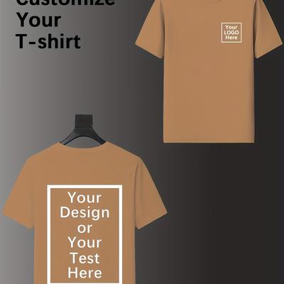 "TEMU Men's Customizable Orange T-shirt - "your Design Or Text Here" Print, Casual Crew Neck, , Regular Fit, Personalized Gifts Or , Casual Wear Tee | Customizable Tshirt | , Plus Size" Image
