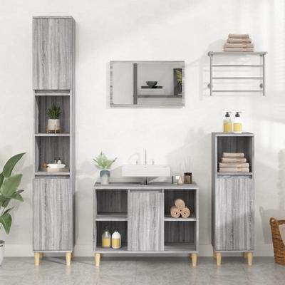 TEMU Grey Sink Cabinet 80x33x60 Cm Wood Material, Storage Cabinet, Beautiful And , High Strength, Moisture Resistant, Easy To Clean And Image
