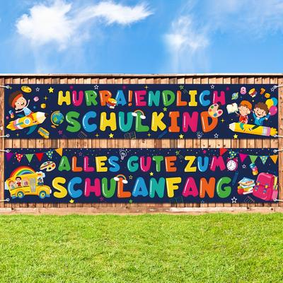 TEMU 2-pack -to-school Banners For Kindergarten Graduation Decoration, School Kid Garland Banner School Entrance Fabric Background Banner For Back-to-school Photo Booth Decor Image