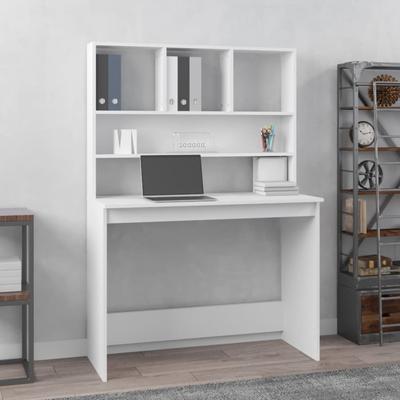 TEMU Desk With Shelf White 102x45x148 Cm Wood Image