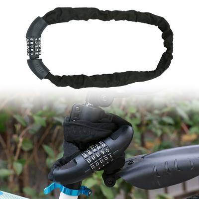 TEMU Bicycle Lock 90cm/120cm Black Combination 6mm Steel Chain Link 5-digit Combination Lock Bicycle Lock Motorbike Lock Chain Lock E-bike Image