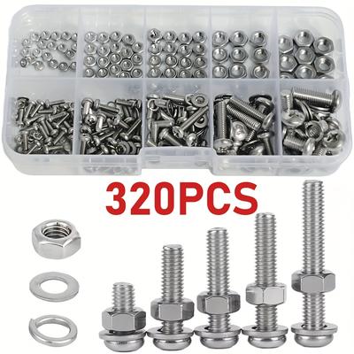 TEMU 320pcs Hex Nut & Bolt Assortment Set - M2 M2.5 M3 M4 M5 Metric Screw And Nut Kit Image