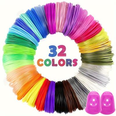 TEMU 32 Colors Of 3d Pen Pla Consumables, Color, Totaling 320 Feet, With 2 Finger Caps, Random Colors Image