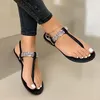 Sommer Mode Strass Sandalen frauen Schuhe Ein Wort Große Größe Flache Strand Sandalen Frauen Alias