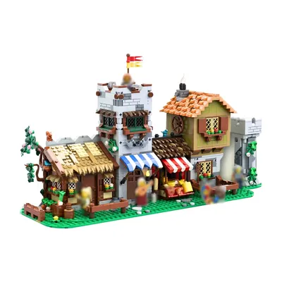 Gobricks Moc Architekturmodell-Spielzeug, Bausteine-Set, mittelalterliches Stadtplatz – alternative Image