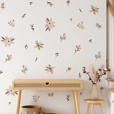 Logo Boho Stil Blumen Blätter Aquarell Wandaufkleber Kinderzimmer Vinyl Wandkunst Aufkleber für Image