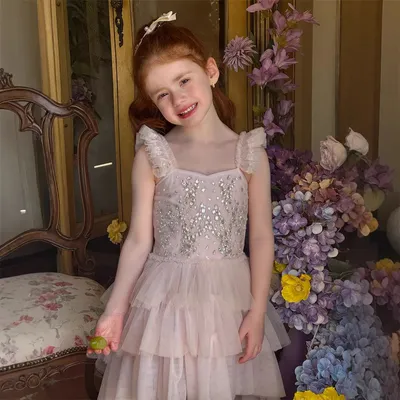 2023 Sommer Neues Mädchen Ärmelloses TUTU Kleid Mädchen Prinzessin Kleid Handgenähtes Diamant Image