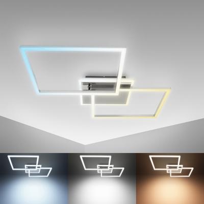 B.K.LICHT LED Deckenleuchte "BKL1440 LED Deckenlampe, einstellbare Farbtemperatur, LED Lampe", silber (chrom), H: 8,00cm, Lampen, 2700K - 6500K, 4.200Lm, 40W, 50x38,8x8 cm, Chrom-Alu Image