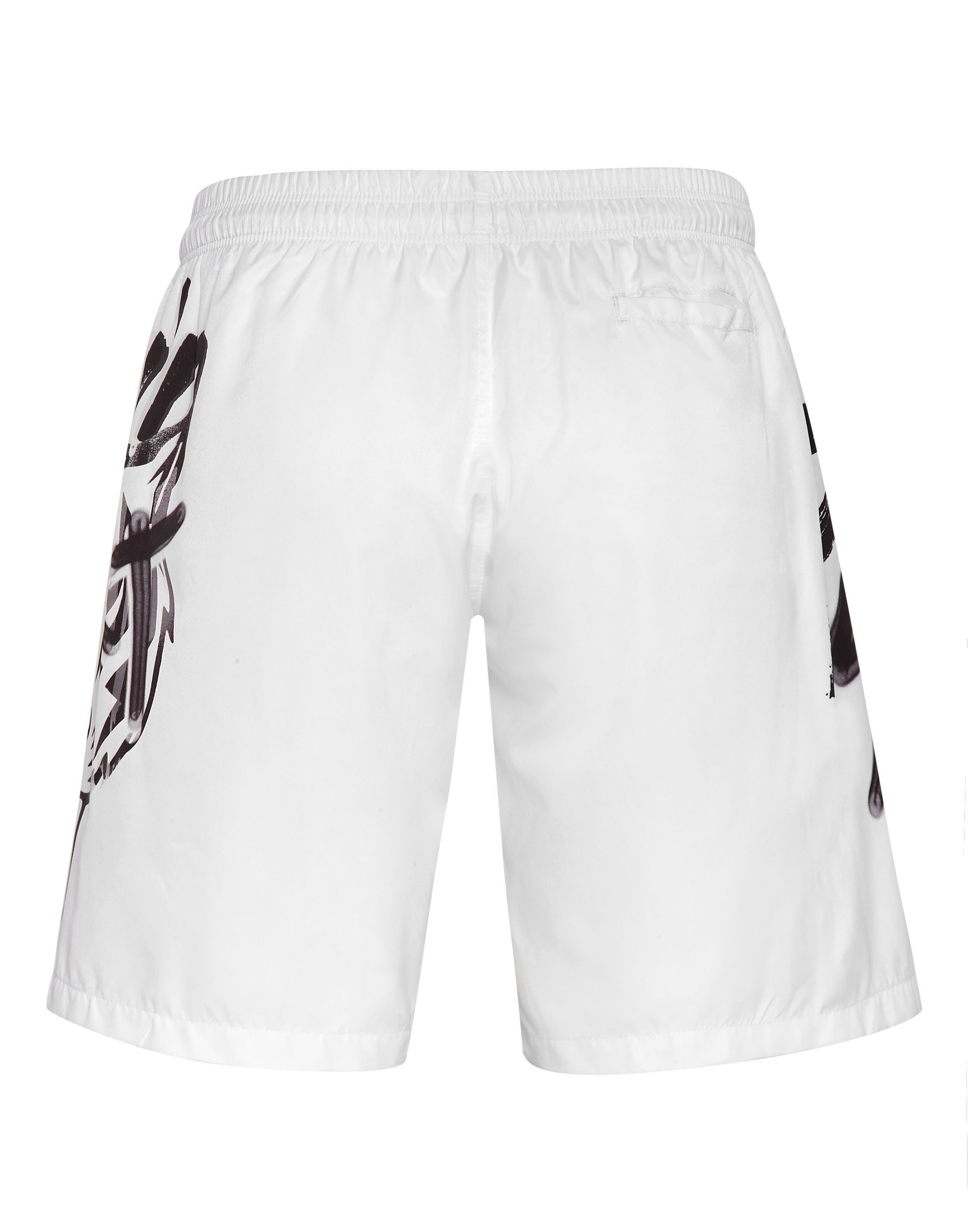 Badeshorts PLEIN SPORT "Tiger", Herren, Gr. M, US-Größen, schwarz-weiß (0102, weiß, schwarz), Obermaterial: 100% Polyester, Badehosen Badeshorts