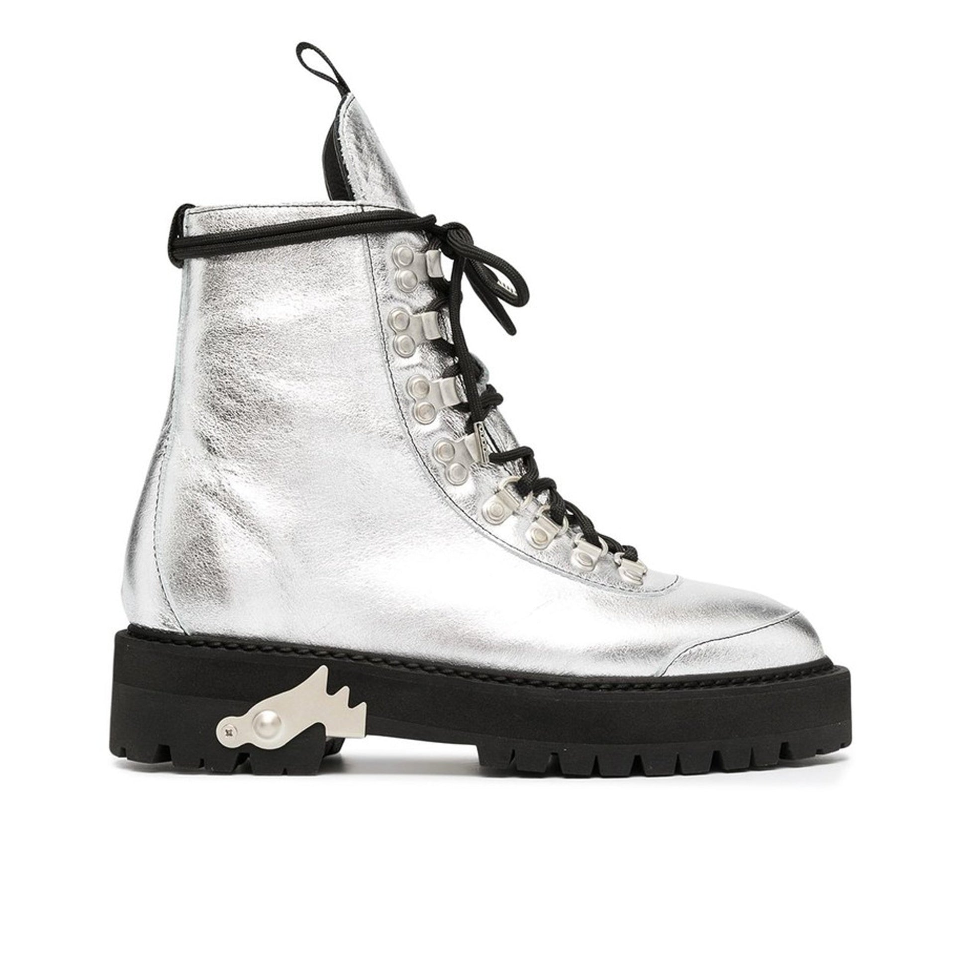 Off-White Metallic-Finish Ankle Boots