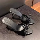 2025 été nouvelles sandales femmes mode tête ronde bout ouvert noeud papillon anti-dérapant résistant à l'usure pantoufles à talons hauts