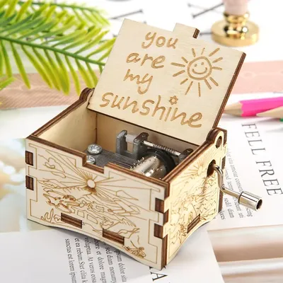 You Are My Sunshine Hand Cranked Music Box Multifunctional Classic Wooden Melody Box Vintage