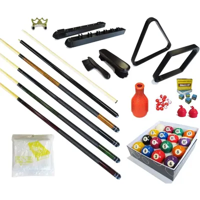 Pool Table - Premium Billiard 32 Pieces Accessory Kit - Pool Cue Sticks Bridge Ball Sets